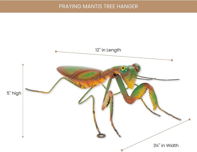 Bits and Pieces - Praying Mantis Tree Hanger - Whimsical Yard Decoration - Realistic Tree Sculpture - Weather-Resistant Garden Peeker Hugger for Outdoor and Landscape Décor - 12" x 5" x 3½"