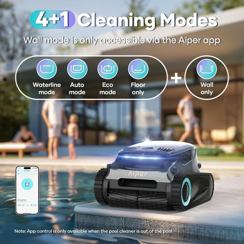 2025 Upgraded AIPER Scuba S1 Pro Cordless Robotic Pool Cleaner, Horizontal Waterline Cleaning, 360° Particle Filtration, 180-Min Battery Life, Ideal for In-Ground Pools up to 2,150 Sq.ft.
