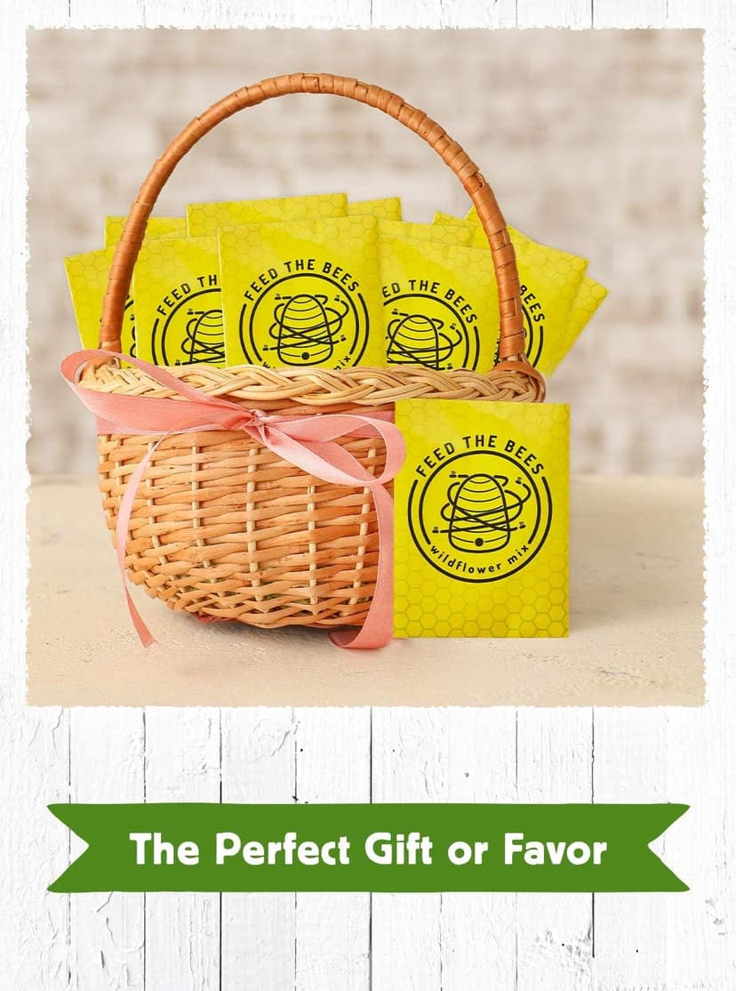 American Meadows Wildflower Seed Packets Feed The Bees'' Party Favors (Pack of 20) - Pollinator Wildflower Seed Mix to Attract Hummingbirds, Bees, and Butterflies, Party Favor for Any Occasion