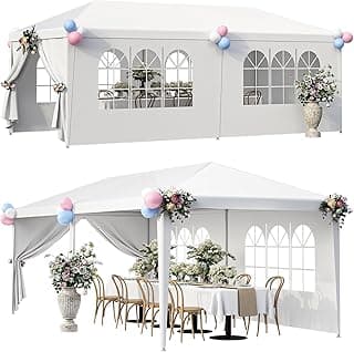 LEMY 10 X 20 Outdoor Wedding Party Tent Camping Shelter Gazebo Canopy with Removable Sidewalls Easy Set Gazebo BBQ Pavilion Canopy Cater Events