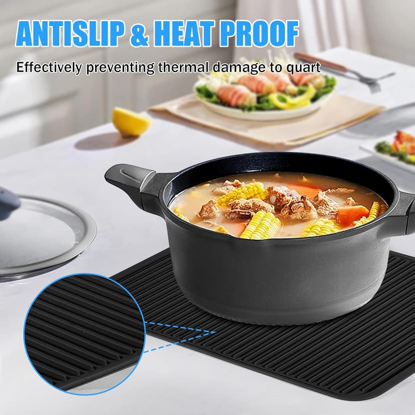Silicone Trivet Mat Extra Large Heat Resistant, Non-Slip Pot Holder, Multi Purpose Kitchen Hot Pad for Use as a Trivet, Hot Dish Mat, or Utensil Drying Rack 14.2"×11 "