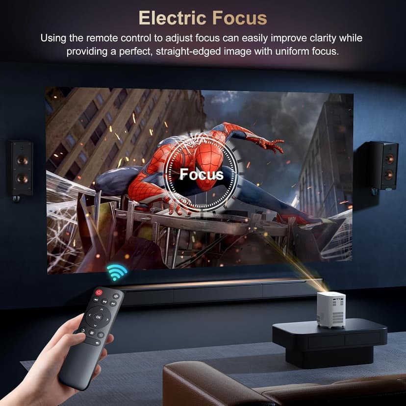 [Electric Focus]Projector with WiFi and Bluetooth, Native 1080P 15,000 Lumens 4K Supported, Agreago Outdoor Movie Projector for Home Theater UP to 300", for iOS/Android/Laptop/TV Stick/HDMI/USB