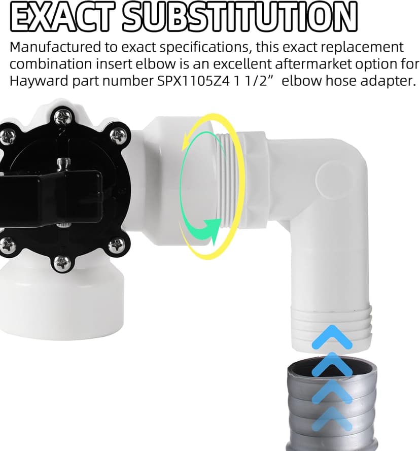 TonGass (2-Pack) 1 1/2" MPT by 90 Degree Barb Elbow Hose Adapter Compatible with Hayward Pool Pumps and Filters Replacement Hayward SPX1105Z4