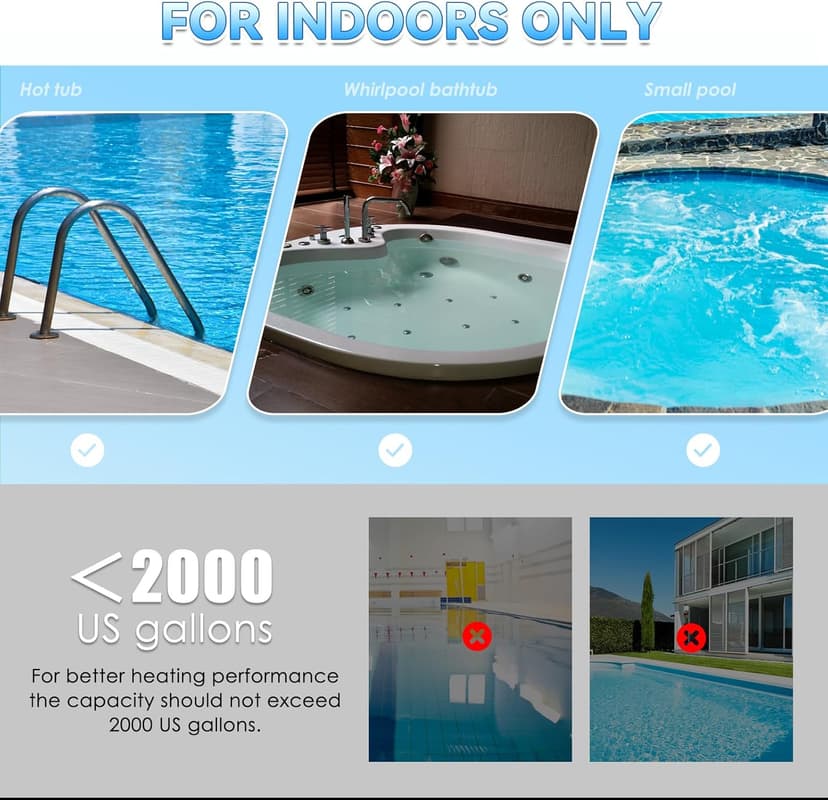 Mxmoonant SPA Heater, 18KW 220V Swimming Pool Heaters Hot Tub Water Thermostat with Touchscreeen for Above Ground Inground Pool, Spa, Bathtub