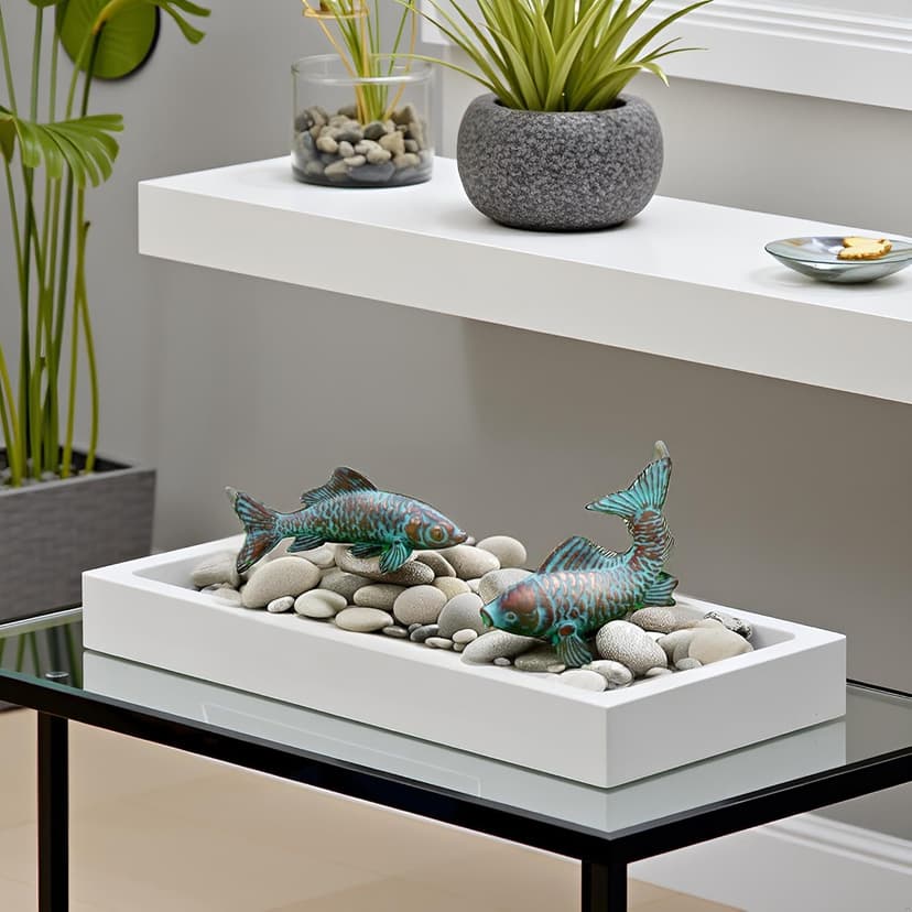 G/N CLYB Set of 2 Koi Fish Decor Outdoor Statue Sculpture Garden Pond Fishes Yard Art Antique Copper Koi Sculptures & Statues Metal Koi Fish Figurine Ornaments Décor Gifts for Women Mom Grandma
