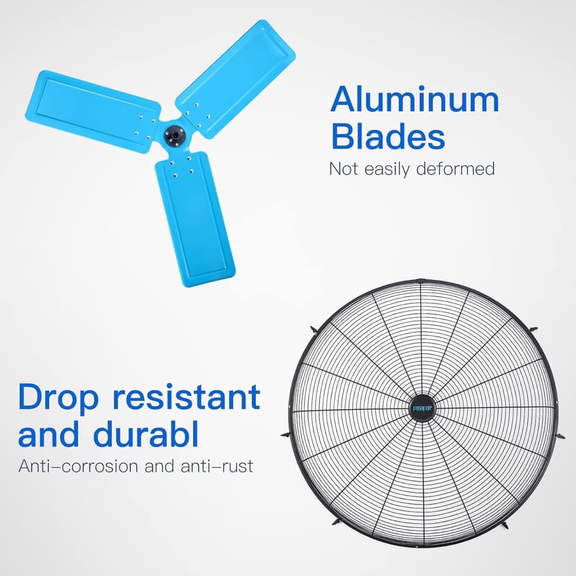 pasapair 7600 CFM 24" High Velocity Outdoor Misting Fan, Standing Fans for Patio Waterproof, Cooling Floor Fan 3-Speed, 360° Oscillation, Adjustable Height, 4 Casters, Heavy Duty Metal Industrial Fan