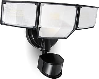 LUTEC 80W 9000LM LED Security Light Motion Sensor Outdoor Lights, 4 Head LED Flood Lights Outdoor 5000K Daylight, IP65 Waterproof, Motion Detected Lights for Outside, House, Garage, Yard (Black)