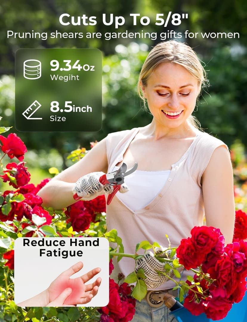 SOLOTODO 8.5" SK5 Bypass Pruning Shears for Gardening, 4x Sharper Garden Shears Clippers Scissors, Professional Pruners for Gardening Gifts for Women Men, Japanese Steel German Technique, Non-breaking