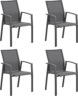 Aluminum Patio Chairs Set of 4, Fully Assembled Outdoor Dining Chairs with 360 lbs Weight Capacity, Stackable Outdoor Patio Furniture with Quick Drying Breathable Textilene Fabric for Backyard, Garden