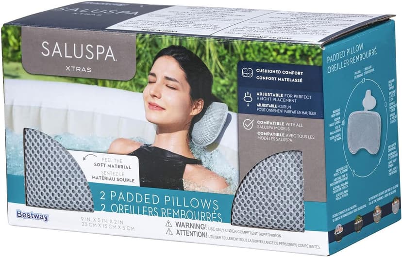 SaluSpa Padded Pillows (2-Pack),Grey