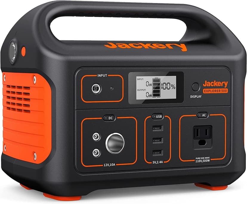 Jackery Solar Generator Explorer 500, 518Wh Portable Power Station Mobile Lithium Battery Pack with 1xSolarSaga 100 for RV Road Trip Camping, Outdoor Adventure