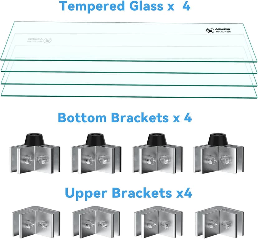 Skyflame Fire Pit Glass Wind Guard Square, 30" x 30" x 6" Tempered Glass Flame Shields, Fire-Resistant Windscreen Set, Fits for 24-inch fire Pit Burner pan