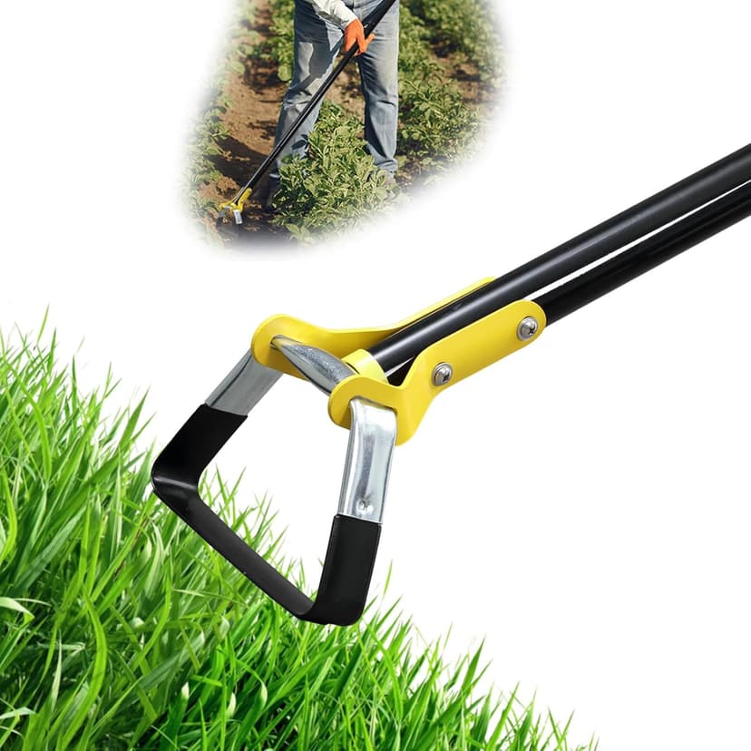 Ihomepark Adjustable Heavy-Duty Long-Handle Garden Hoe: Black Scuffle Hula Hoe for Efficient Weeding and Gardening, 30-42 Inch Loop Stirrup Design (3.5 FT)
