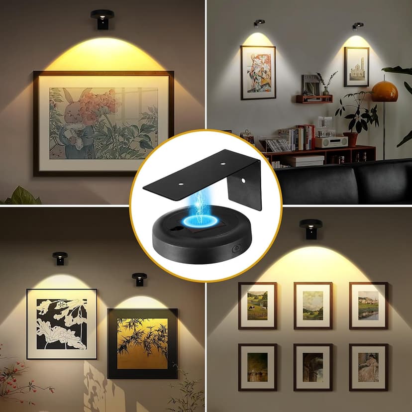 3pack Battery Picture Lights for Wall ,Painting Light Rechargeable with Remote&Motion Sensor 2in1,Wireless Display Art Light Dimmable,Led Accent Wall Light Highlight Picture with 3 CCT for Gallery
