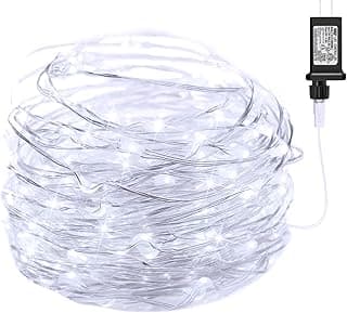 Minetom 100 LEDs Fairy Lights 33 Ft Firefly String Lights Waterproof Starry Lights on Silver Coated Copper Wire Perfect for Christmas Party DIY Wedding Bedroom Indoor Party Decorations Pure White