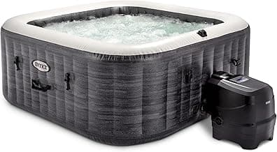 INTEX PureSpa Greystone Deluxe Inflatable Hot Tub, with with Built-in FastFill Inflation System, Spa Control App, and 4 Person Capacity, 83" x 28"