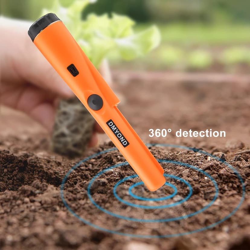 Dmyond Metal Detector Pinpointer, Professional Waterproof Handheld Pin Pointer Wand, Search Treasure Pinpointing Finder Probe with 9V Battery for Adults, Kids - Orange