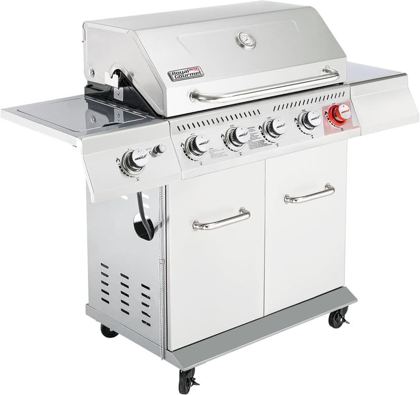 Royal Gourmet 5-Burner Propane Gas Grill with Side Burner, Stainless Steel Barbeque Grills, Silver, GA5404S