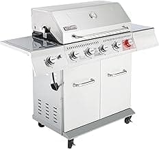 Royal Gourmet 5-Burner Propane Gas Grill with Side Burner, Stainless Steel Barbeque Grills, Silver, GA5404S