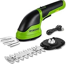 WORKPRO Cordless Grass Shear & Shrubbery Trimmer - 2 in 1 Handheld Hedge Trimmer Electric Grass Trimmer Hedge Shears/Grass Cutter Rechargeable Lithium-Ion Battery and Type-C Cable Included (Green)