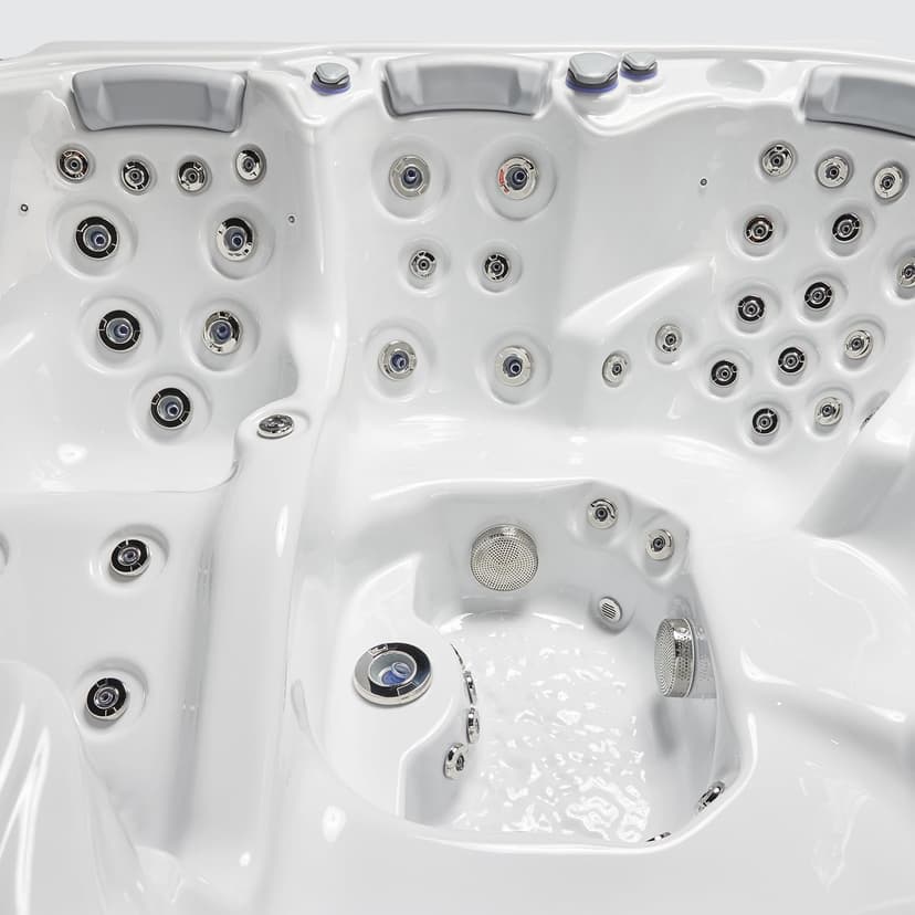 Dallas 6 - Person 82 - Jet Acrylic Hot Tub with LED Lights, Ozonator, and Cover in Ice White