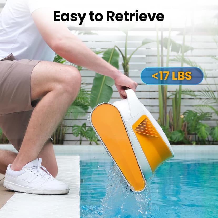 Poolmate Hydro 3 Robotic Pool Cleaner for Inground/Above Ground Pools, 150W Cordless Pool Vacuum, Max 200min Runtime, 4.1L Filter Basket, Auto Waterline/Wall Cleaning, Max 1076 sq.ft Coverage
