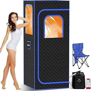 Portable Sauna Box for Home, Person Saunas Tent at Home with 3L 1200 Watt Steamer, Remote Control and Fodable Chair (Light Black)