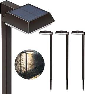 Bobcat Solar Pathway Lights Super Bright 300 lumens with 2-in-1 Warm White and Daylight Modes, Dark Brown Solar Lights for Outdoor Path, Sidewalk, Driveway or Walk Way Light(4 Pack)