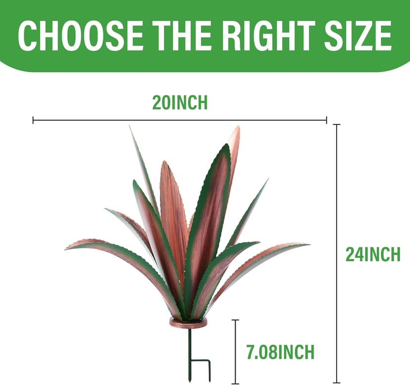 Metal Agave Plant Home Decor, Enlarge Thickened Metal Agave Garden Art for Outdoor Decor, Patio Lawn, Garden Sculpture Statue Green