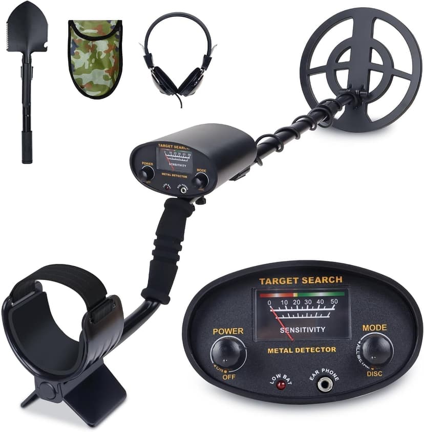 Metal Detector for Adults & Kids - Adjustable Stem, High Accuracy & 10" Waterproof Coil. Disc/All Metal Modes for Coin & Gold Detection by Beginners