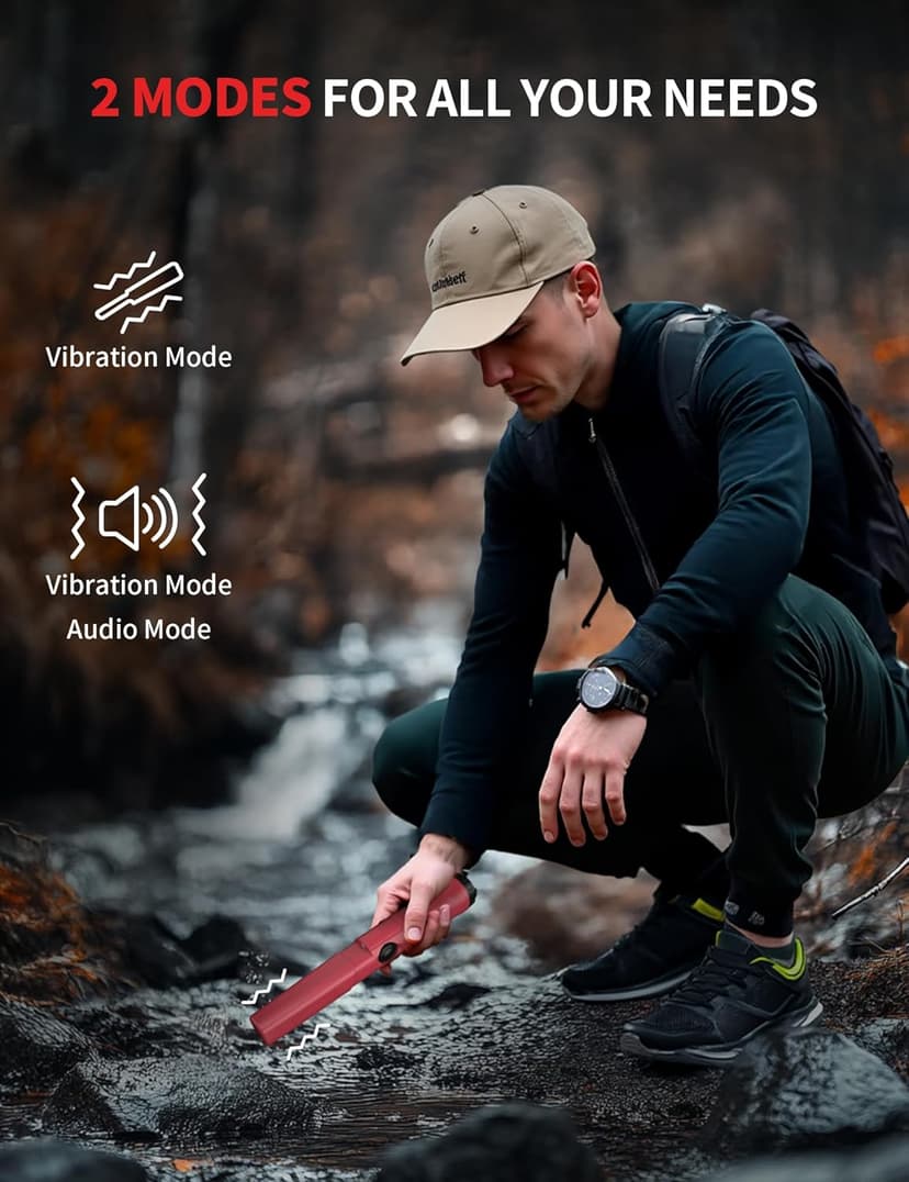 Rechargeable Metal Detector Pinpointer for Adults & Kids, Fully Waterproof Handheld Metal Detector Wand for Underwater, Portable Small Gold Detector Tool with LED Light and Adjustable Sensitivity