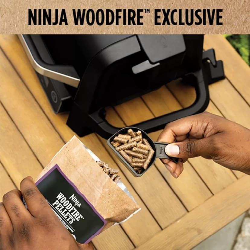 Ninja OG705CO 7-in-1 Outdoor Electric Grill & Smoker - Grill, BBQ, Air Fry, Roast & Dehydrate - Uses Woodfire Pellets - Portable & Weather Resistant, Black