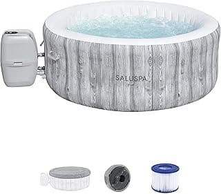 Bestway 2-4 Person SaluSpa Fiji Signature AirJet Inflatable Hot Tub Spa, 71" x 26" Round Portable Spa with 120 Soothing Jets and Insulated Cover