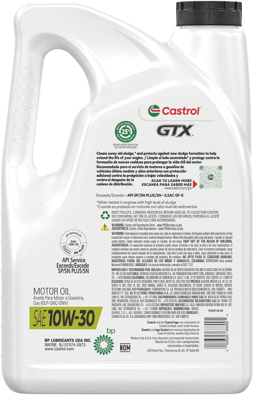 Castrol GTX 10W-30 Conventional Motor Oil, 5 Quarts