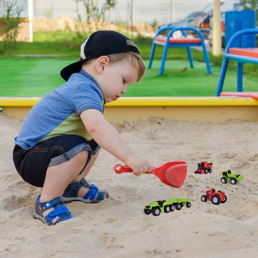 Maxx Action Farm Construction 5pk Toy Truck Set, Includes Wagon, 6x6, Modern Tractor, Combine and Vintage Tractor Vehicles with Moving Parts, Cake Toppers, Ages 3+ - Sunny Days Entertainment