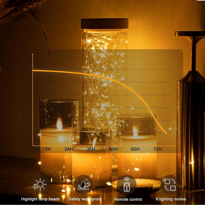 6PCS Fairy Lights Battery Powered with Remote, 7ft 20LEDs Warm White Twinkle Mini Lights with Timer, Waterproof Small Silver Wire Firefly Starry for DIY Wedding Party Christmas