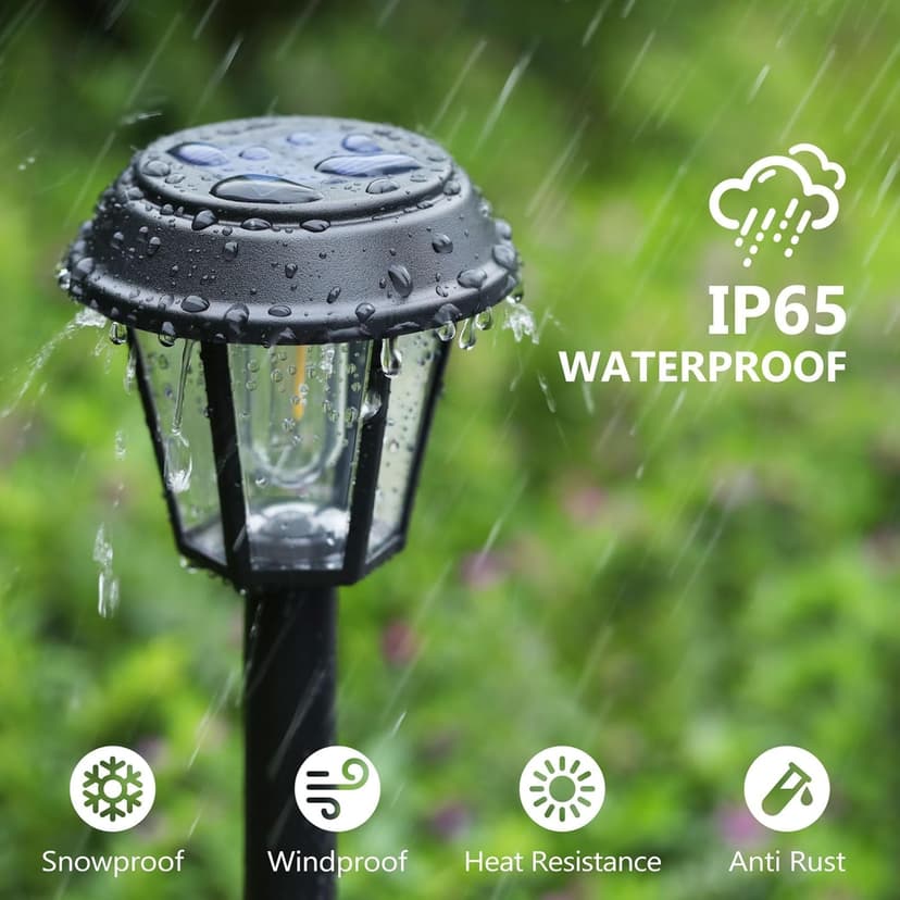 Solar Pathway Lights Outdoor 8 Pack Solar Lights Outdoor Waterproof 3000K Warm White Tungsten Filament Bulb for Yard Garden Landscape Path Driveway Lawn