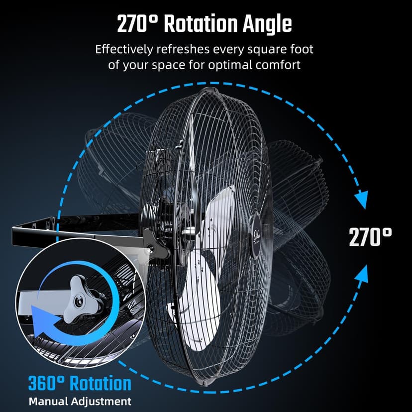 Simple Deluxe 18 Inch Industrial Wall Mount Fan, 3 Speed Commercial Ventilation Metal Fan for Warehouse, Greenhouse, Workshop, Patio, Factory and Basement - High Velocity