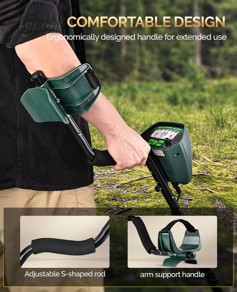 Metal Detector for Adults Professional - IP68 Waterproof Metal Detector, High Accuracy, A-M, Disc, Notch & Pinpoint Modes, Bigger LCD Display, 10” Waterproof Search Coil, New Advanced DSP Chip
