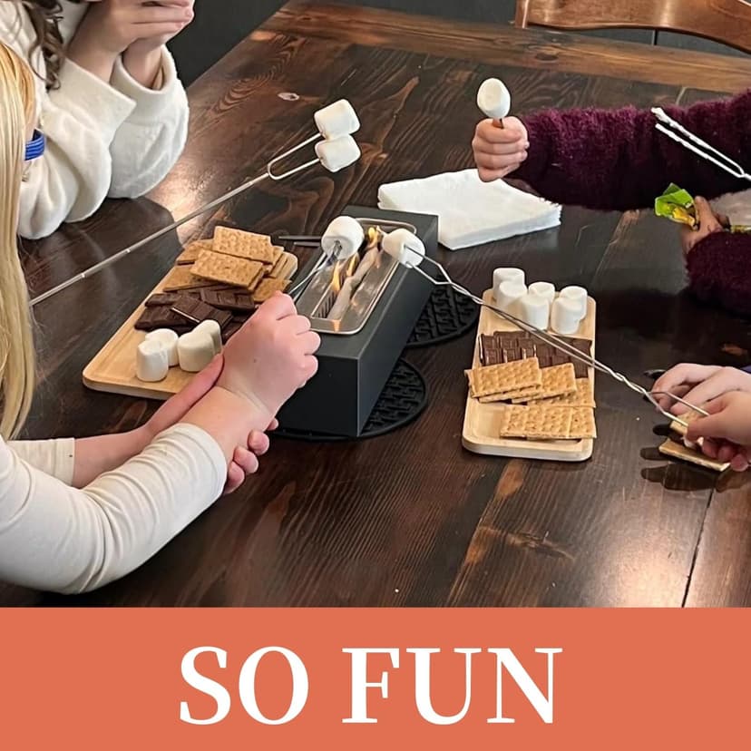 Tabletop Fire Pit with Smores Kit, Table Top Firepit Smores Maker, Portable Outdoor Fireplace Tabletop, Decor Home Patio Gifts for Women Mom Him Men - Mothers Day White Elephant Unique Gift, Black