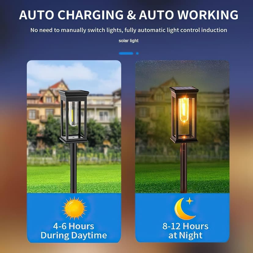 Amzxart 8 Pack Solar Pathway Lights,Bright Solar Outdoor Lights Waterproof,Auto-on/Off Pathway Light Solar Powered for Lawn Yard Patio Garden Outdoor Decoration