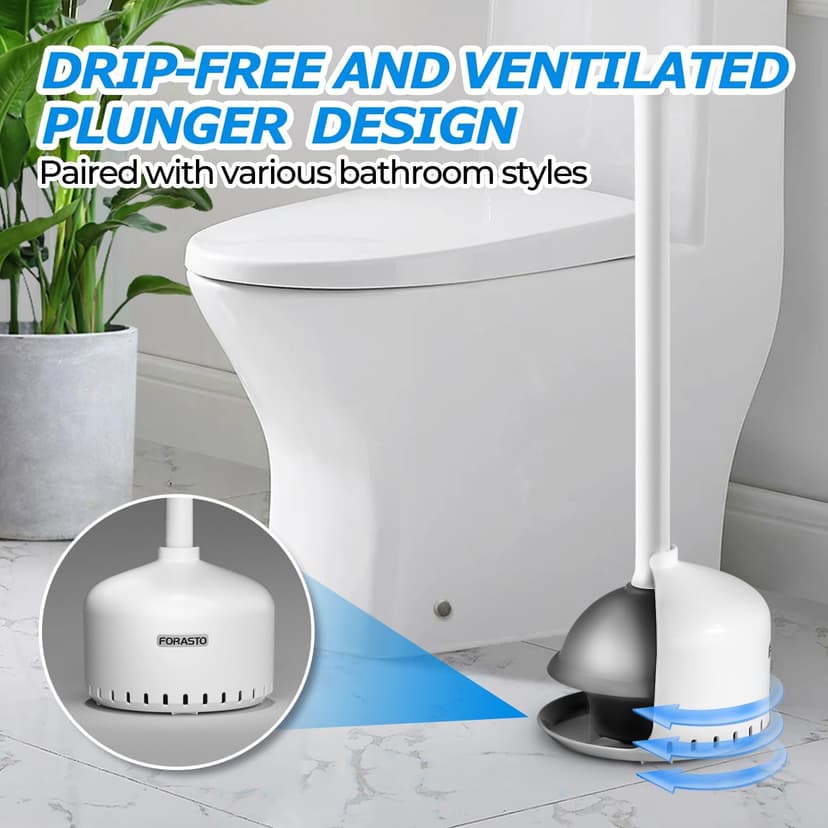 2Pack Toilet Plunger with Holder，Plungers for Bathroom with Holder, Toilet Plunger with Cover，Bathroom Plunger，Bathroom Decor，Bathroom Accessories，Toilet Bowl Cleaners,White