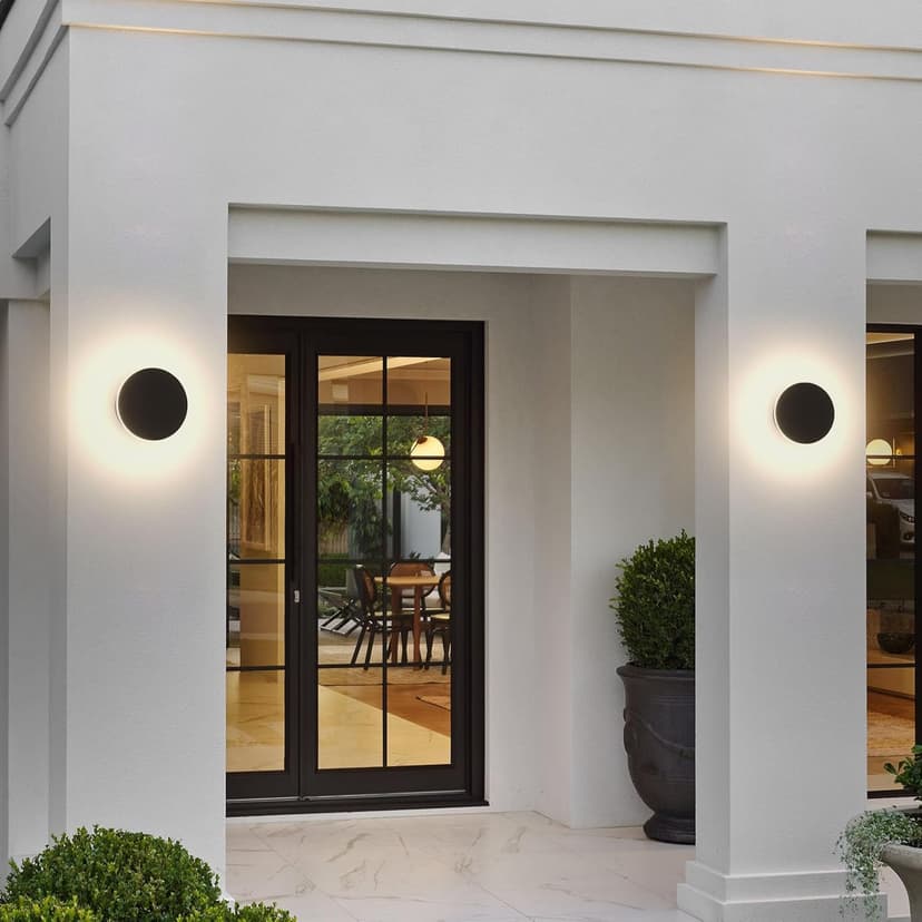 2 Packs LED Wall Light Outdoor Indoor Modern Wall Sconce Mini Wall Sconce Outdoor Wall Lights Aluminum Waterproof Black Wall Mount Light LED Wall Sconces Warm White 3000K (Round)