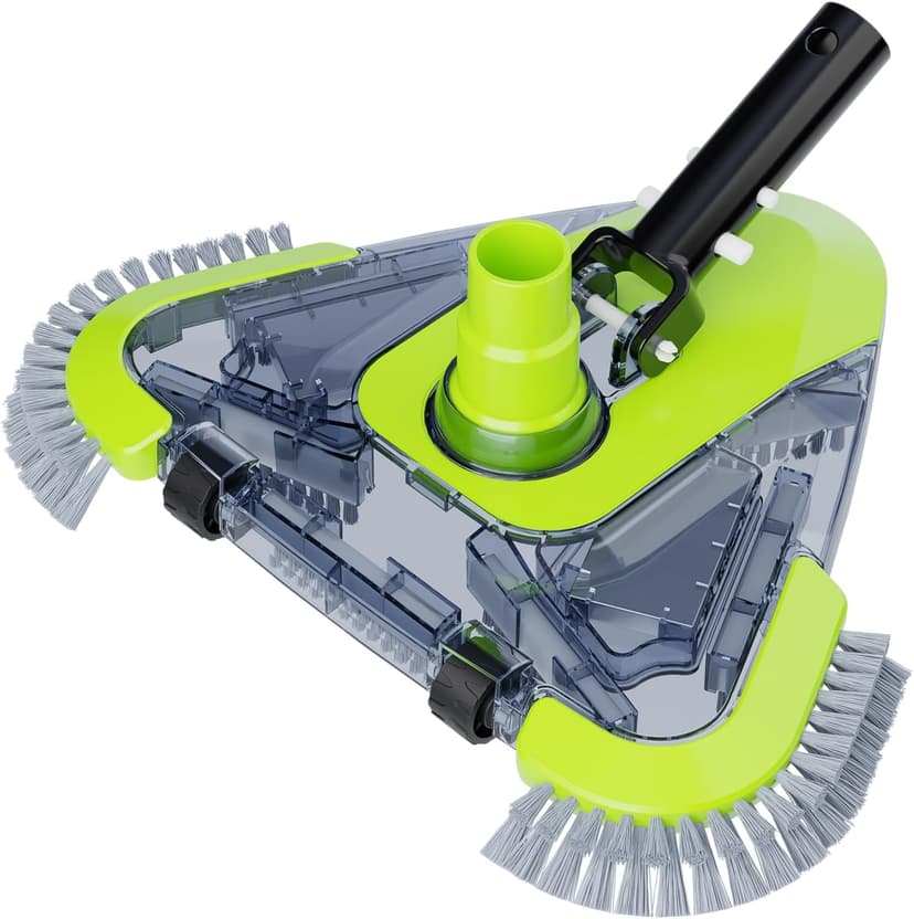 Upgrade Pool Vacuum Head with Wheels & Side Brushes, Universal Rotatable Hose Adapter,Weighted Triangular Shape, for Inground/Above Ground Swimming Pools,Sepetrel