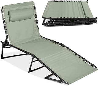Best Choice Products Patio Chaise Lounge Chair, Portable Outdoor Folding Recliner for Lawn, w/ 8 Positions, Handles, 300lb Capacity - Sage Green