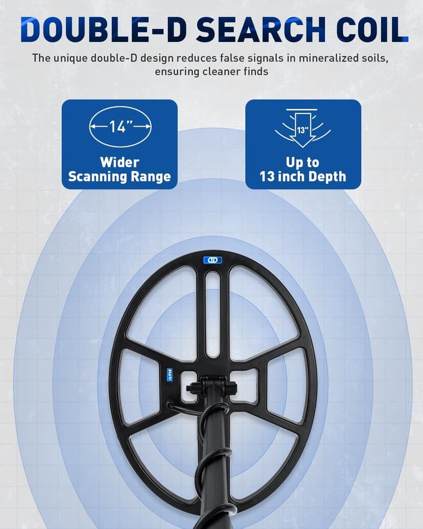14'' Metal Detectors for Adults, Waterproof Double-D Search Coil, Professional Metal Detector with Pinpoint Mode, 13 inch Detection Depth, 4 Modes