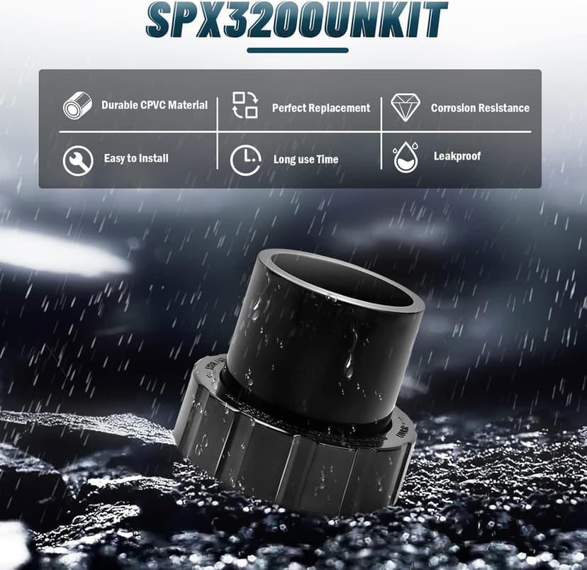SPX3200UNKIT Union Connector Replacement Kit for Hayward Tristar, Northstar, EcoStar Pumps, SwimClear Cartridge Filter & Universal H-Series Low Nox Heater, for Hayward Pool Heater Parts - 2 Pack