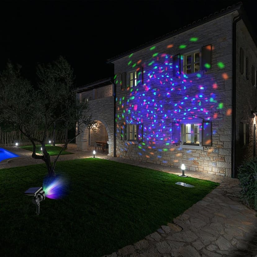 Colorful Solar Christmas RGB Star Projector Outdoor LED Xmas Moving Light Landscape Xmas Decor Lamp Christmas Moving Party Light