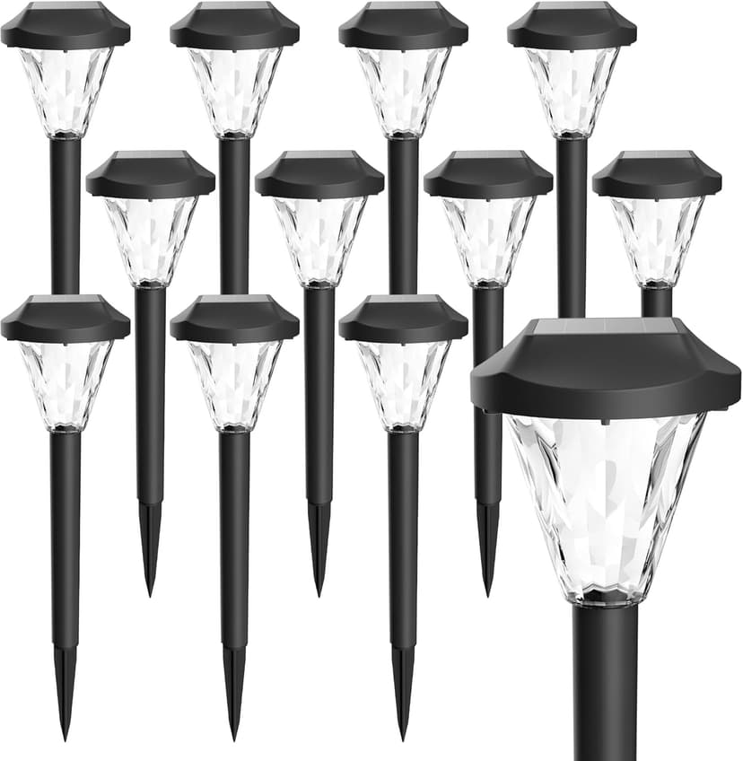 GIGALUMI 12 Pack Solar Lights Outdoor Waterproof,New Upgraded Light for Outside,Solar Garden Lights,Pathway Outdoor Light for Patio,Lawn,Yard and Landscape