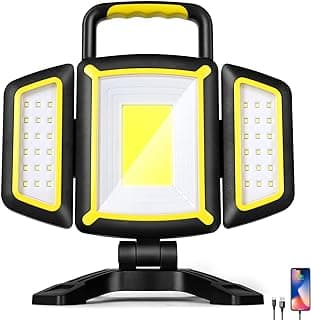 Yzoni Magnetic Light, Portable LED Work Light with 5 Light Modes, Magnetic Base Rechargeable Battery Operated COB Flashlight, Hold to Dim Flood Light for Car Repairing, Camping